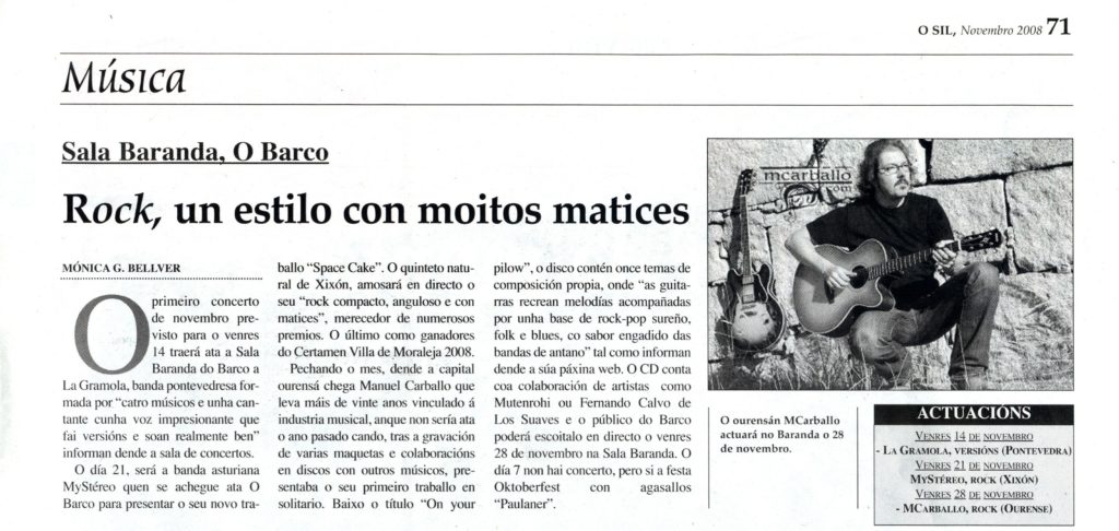 Periodico O Sil Manuel Carballo músico "Rock, un estilo con moitos matices"
