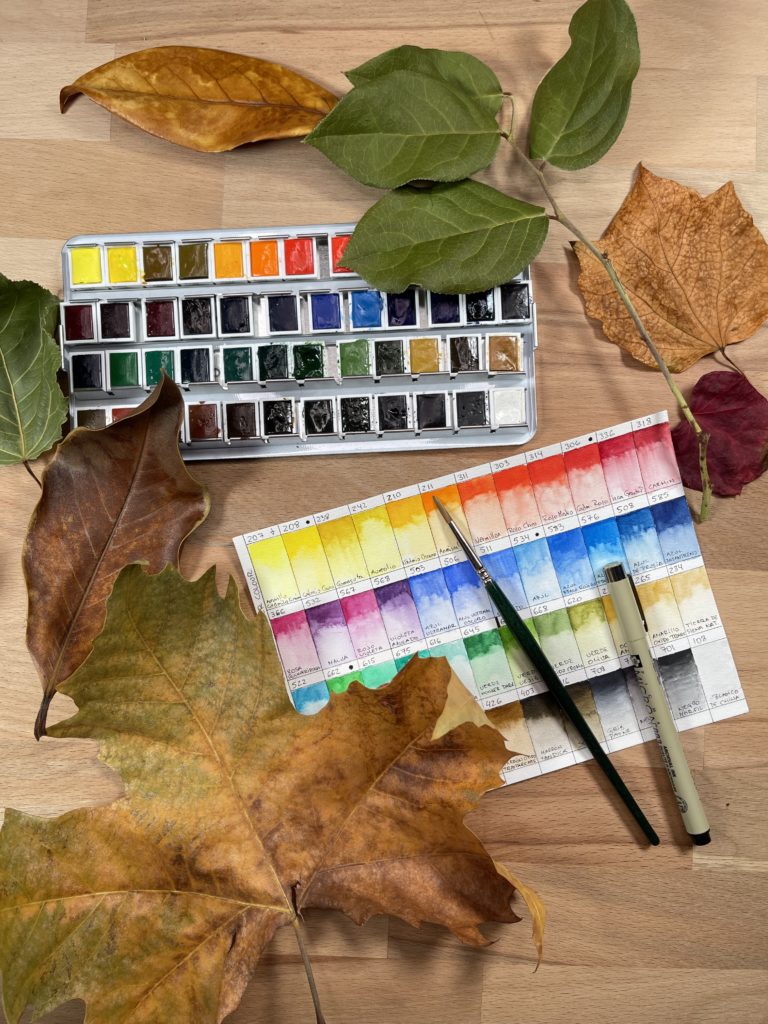 acuarelas con hojas de otoño |cómo empezar a dibujar con acuarelas